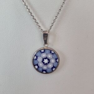 Elegant Blue and Sterling  Silver Star Pendant 16 Inches